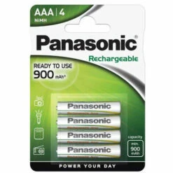 Panasonic Batteries AAA Hybrides Nickel-métal (NiMH) 900 MAh, 1,2 V, 4 Pièces (HHR-4XXE/4B)