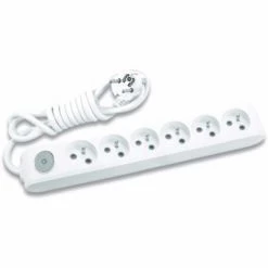 Multiprise X-TENDIA 6x Prise 2P+T (NF), Câble 1,5m Avec Interrupteur On/off Blanche - PANASONIC