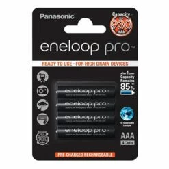 Piles LR03 AAA - Eneloop Pro BK-4HCDE PANASONIC - Blister X 4 Rechargeables - NiMh - 1.2V - 930mAh