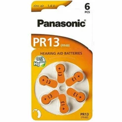 6 Piles Pour Appareil Auditif Panasonic Zinc-Air PR13 0% Mercury/Hg - Orange - Lot De 10 Pieces (PR-13(48)/6LB PACK)