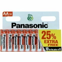 Blister De 10 Piles LR06 AA 1.5V (8+2 Gratuites) Saline Zinc Carbon Panasonic