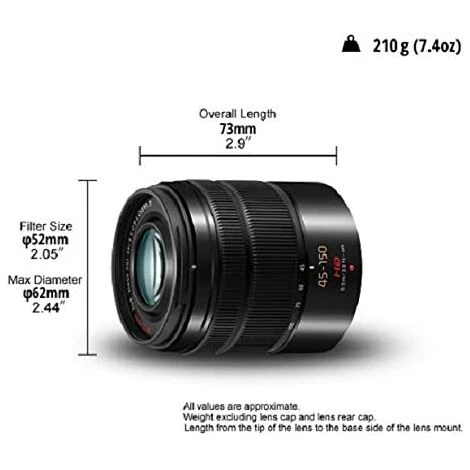 Panasonic LUMIX H-FS45150 - Téléobjectif Zoom Pour Appareils Photo à Monture M4/3 (Focale 45-150 Mm, F4-F5.6, Taille Du Filtre 52 Mm, Lentille Asphérique, MEGA O.I.S), Noir 5 Panasonic LUMIX H-FS45150 - Téléobjectif Zoom Pour Appareils Photo à Monture M4/3 (Focale 45-150 Mm, F4-F5.6, Taille Du Filtre 52 Mm, Lentille Asphérique, MEGA O.I.S), Noir – Image 3
