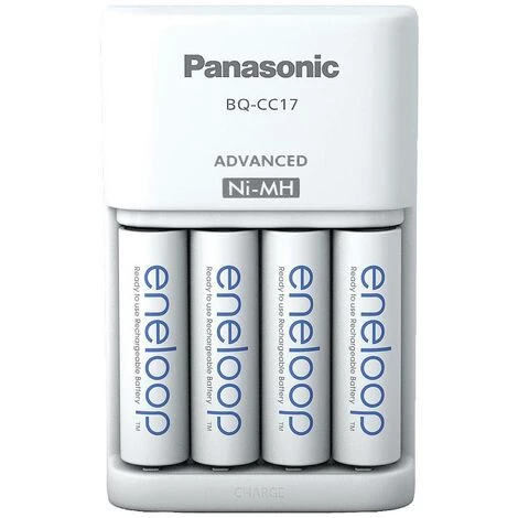 Chargeur De Piles Rondes NiMH Avec Accus Panasonic Advanced BQ-CC17 + 4x Eneloop AA 3 Chargeur De Piles Rondes NiMH Avec Accus Panasonic Advanced BQ-CC17 + 4x Eneloop AA