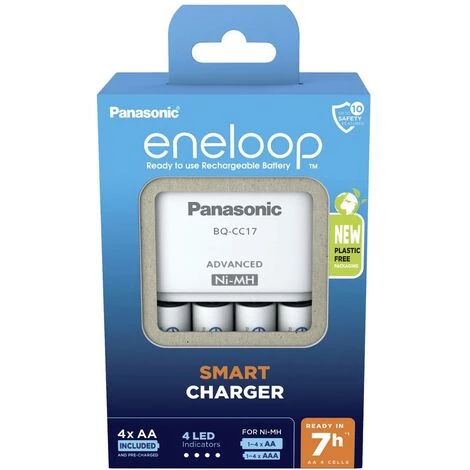 Chargeur De Piles Rondes NiMH Avec Accus Panasonic Advanced BQ-CC17 + 4x Eneloop AA 4 Chargeur De Piles Rondes NiMH Avec Accus Panasonic Advanced BQ-CC17 + 4x Eneloop AA – Image 2