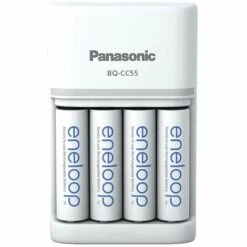 Chargeur De Piles Rondes NiMH Avec Accus Panasonic Smart & Quick BQ-CC55 +4x Eneloop AA
