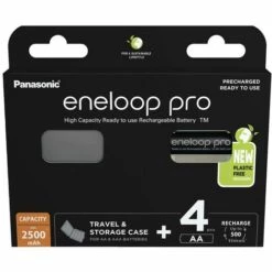 Pile Rechargeable LR6 (AA) NiMH Panasonic Eneloop Pro HR06 +Box 2500 MAh 1.2 V 4 Pc(s)